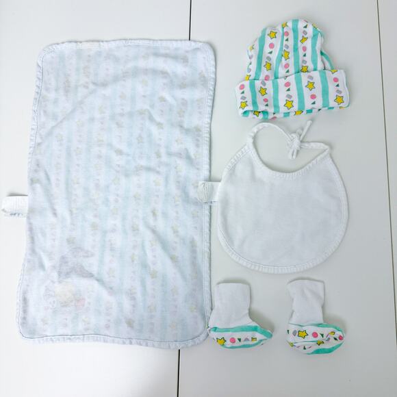 Vintage Baby Looney Tunes Tweety Bugs Bunny Blanket Bib Hat Boots - NB Newborn - Picture 7 of 9